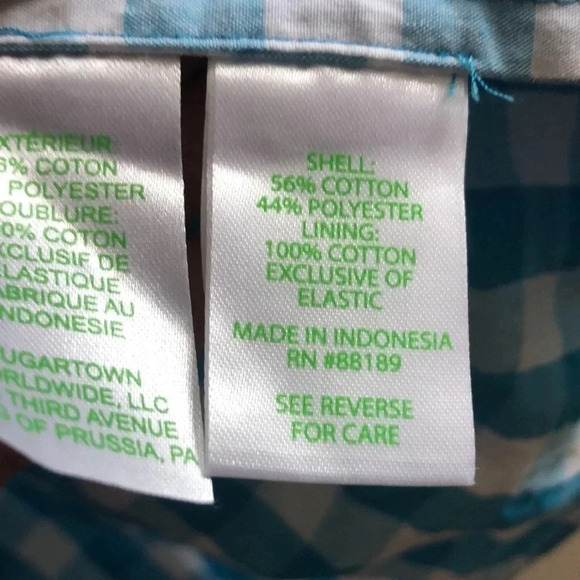 Lilly Pulitzer Sarafina Short Sleeve turquoise gingham top puff sleeve Sz 12 New - Picture 11 of 11